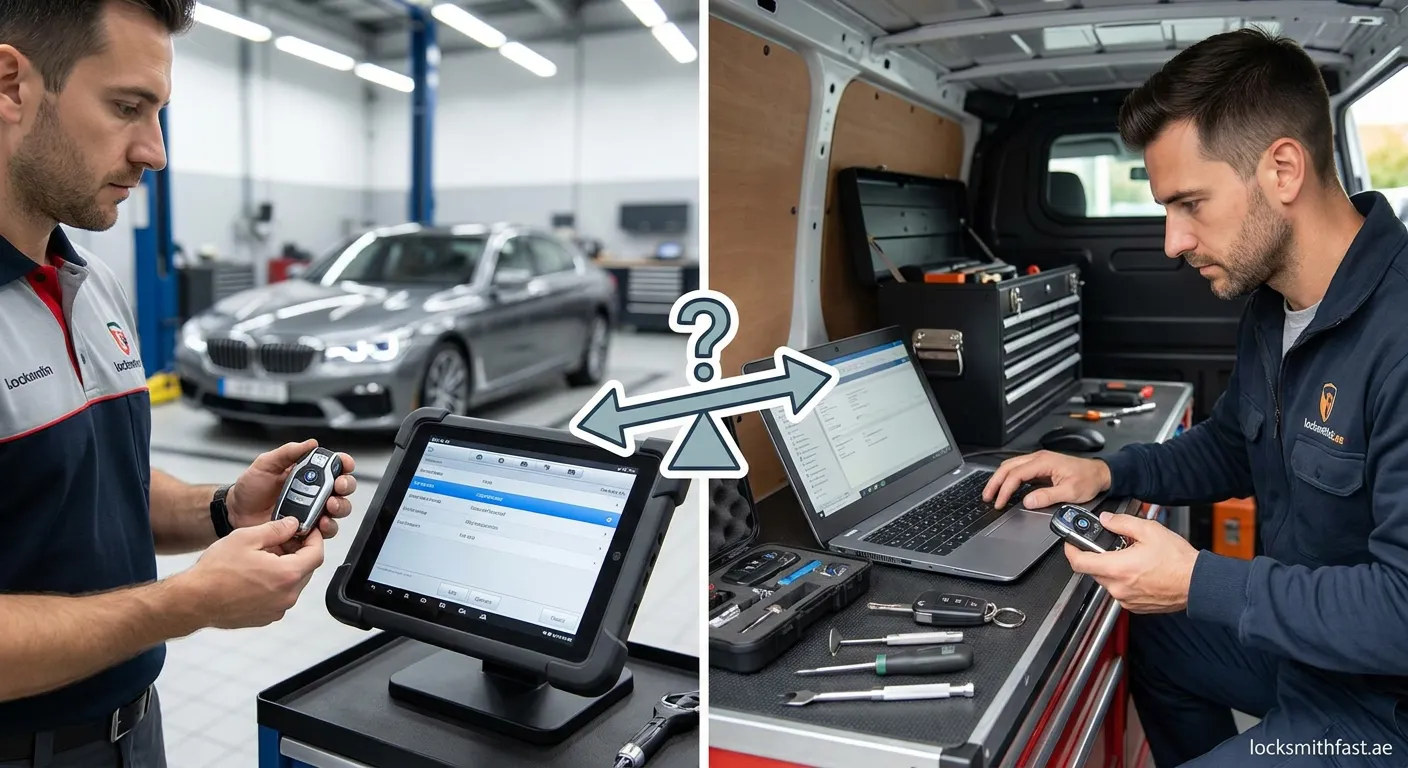 Car key programming comparison between dealer and locksmith services