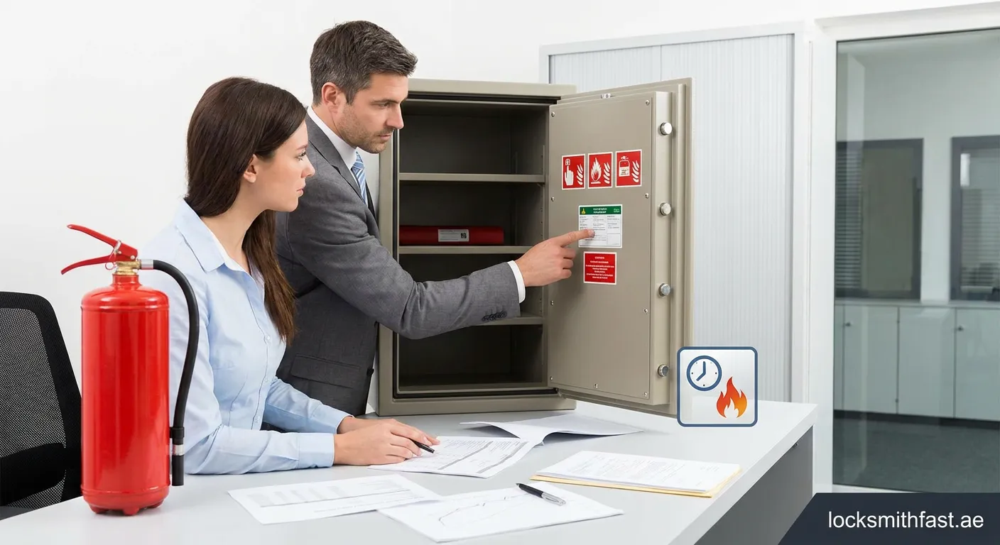 Fire resistant steel home safe protecting documents from flames