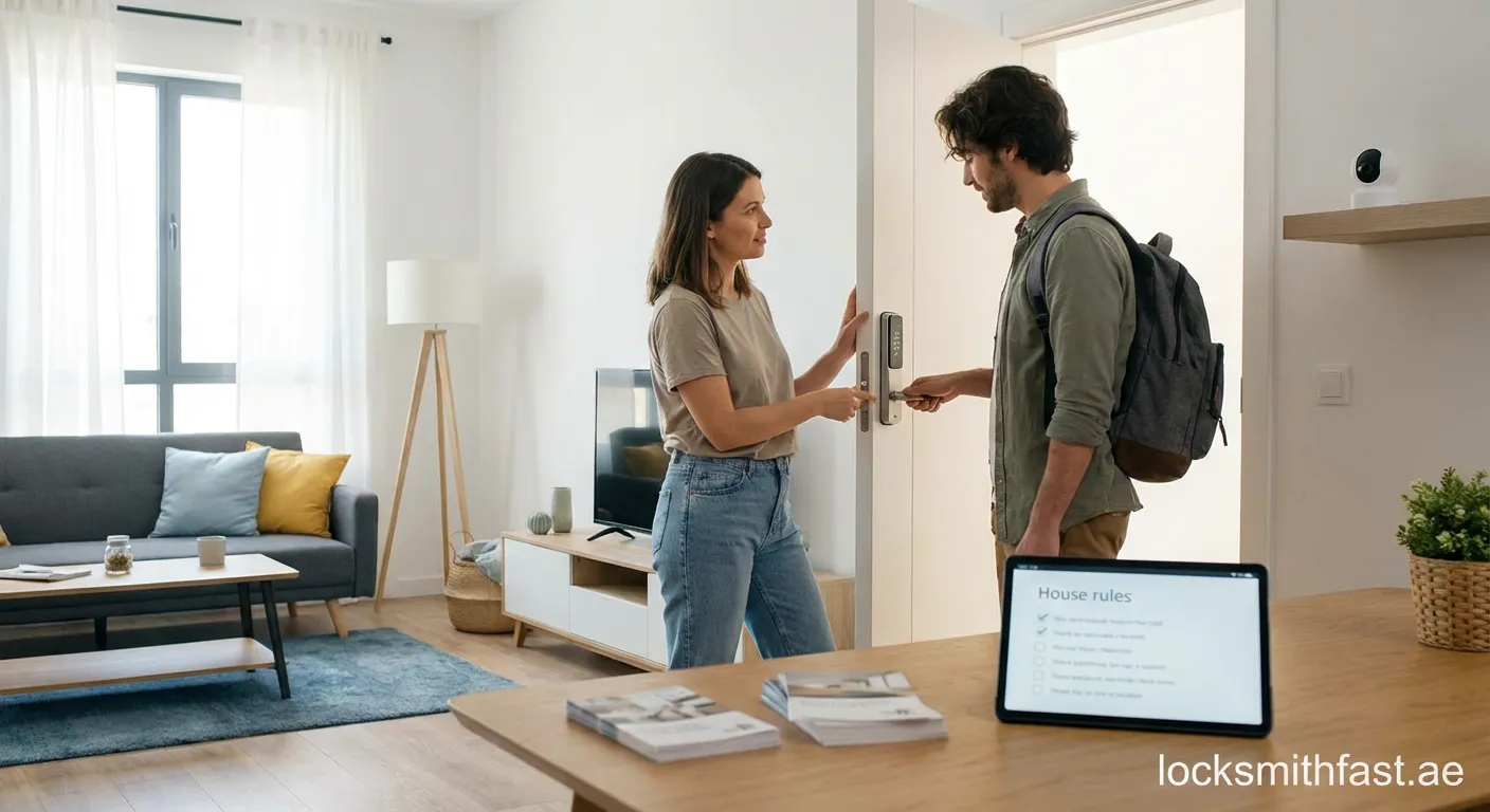 Smart lock on a modern door for short-term rental security